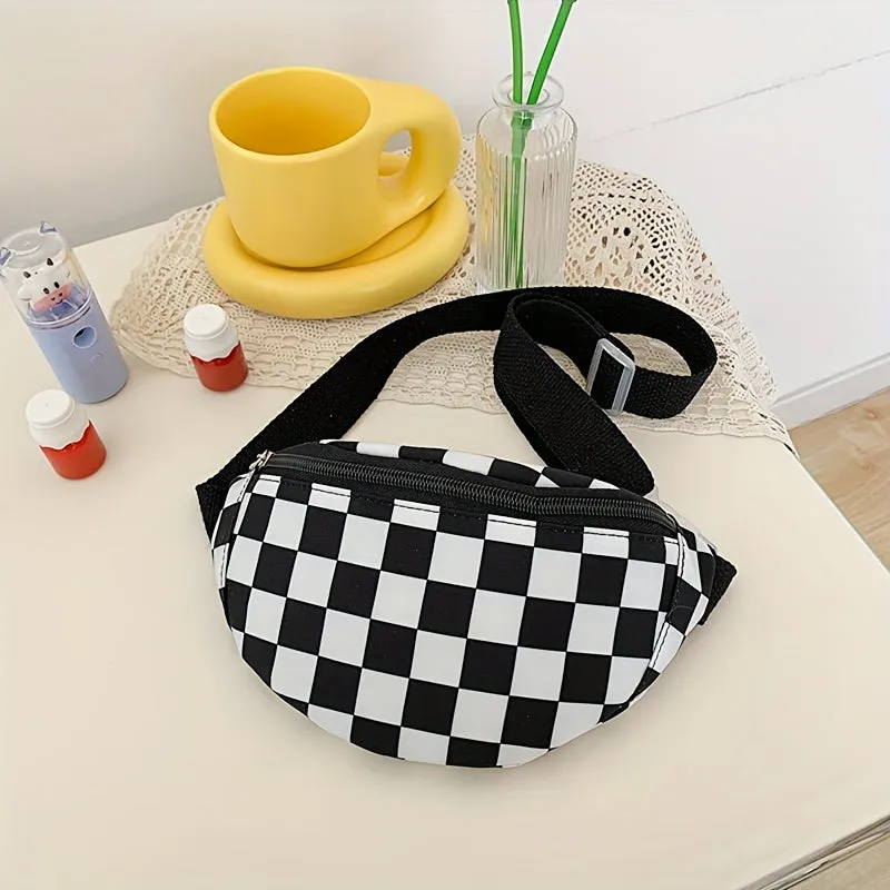 1pc Girl's Chest Bag, New Style Versatile Shoulder Bag, Cool Trendy Plaid Waist Bag, Ideal choice for Gifts