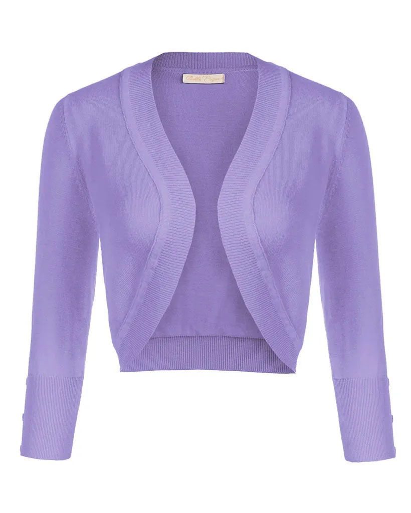 3/4 Sleeve Bolero Shrug Open Front Knit Cropped Cardigan Sweater