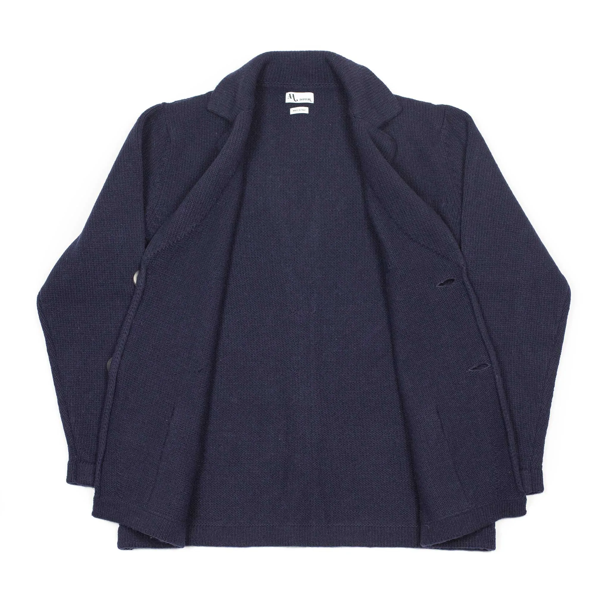 AAlviero single breasted knit jacket in navy virgin wool (restock)