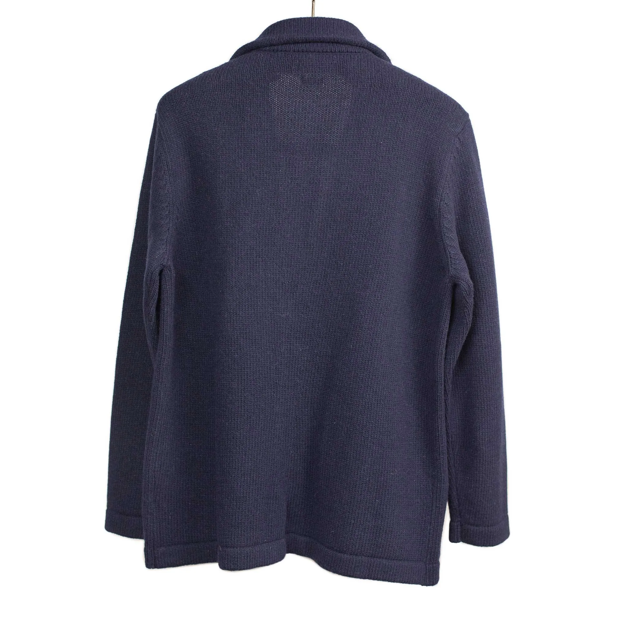 AAlviero single breasted knit jacket in navy virgin wool (restock)