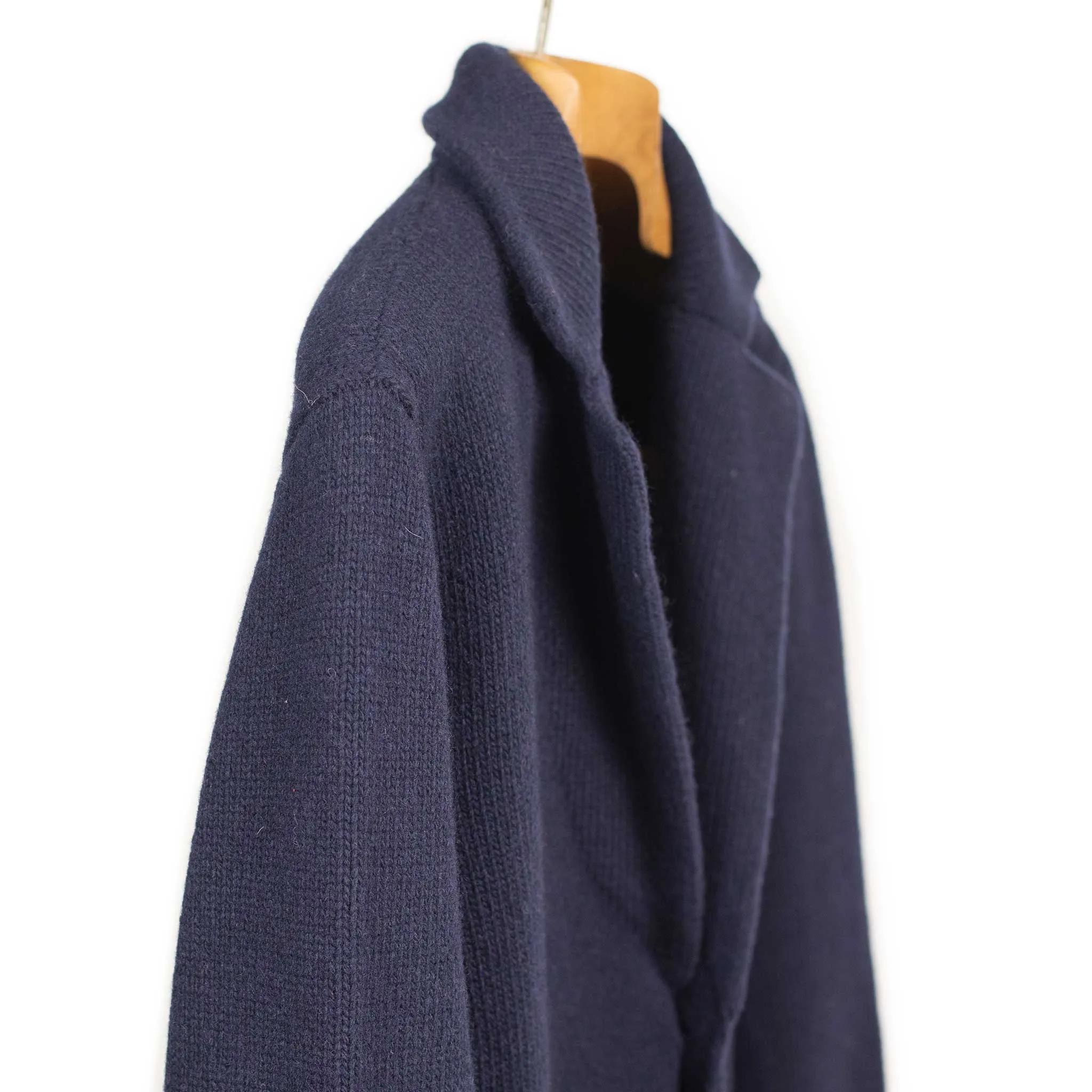 AAlviero single breasted knit jacket in navy virgin wool (restock)