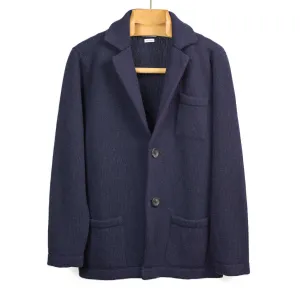 AAlviero single breasted knit jacket in navy virgin wool (restock)