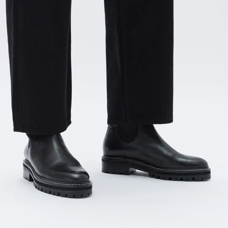 Assembly Label - Contrast Stitch Leather Boot - Black