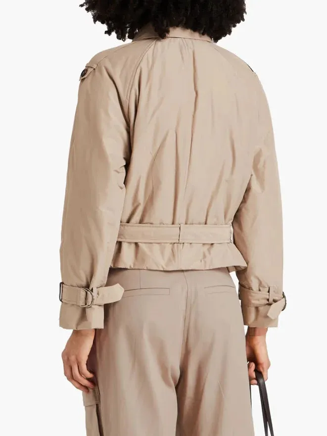 Belted Padded Double-Breasted Trench Jacket