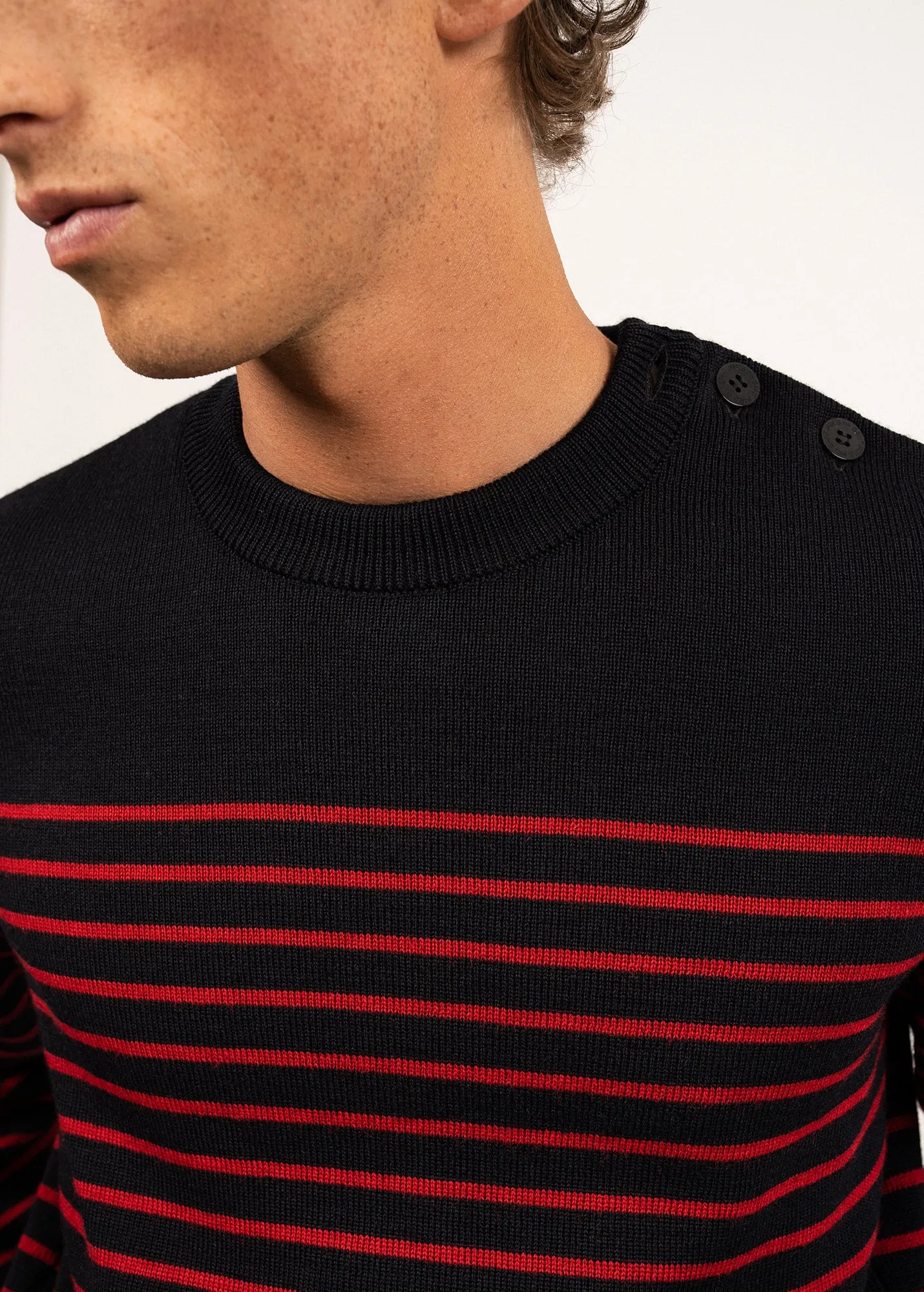 Binic striped sailor jumper - regular fit, in pure new wool (NAVY/MEDOC)