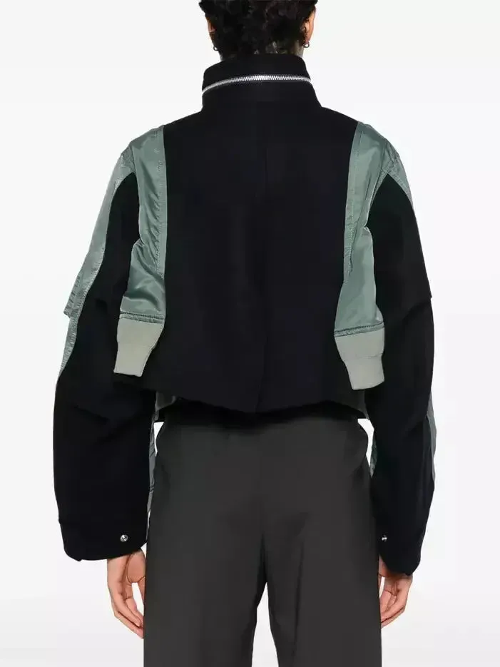 Boxy Paneled Two-Tone Bomber Jacket