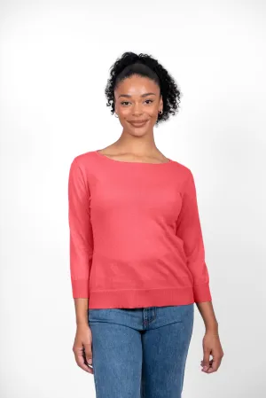 Bridge & Lord - Boat Neck 3/4 Sleeve Top-Watermelon