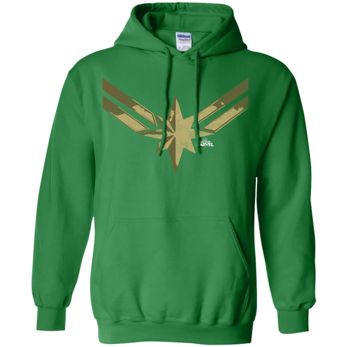 Captain Marvel Simple Gold Shadowed Logo Pullover Hoodie Sweatshirt