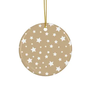 Ceramic Ornament with Italian Design print | Beige with White Stars | Giada Valenti Collection