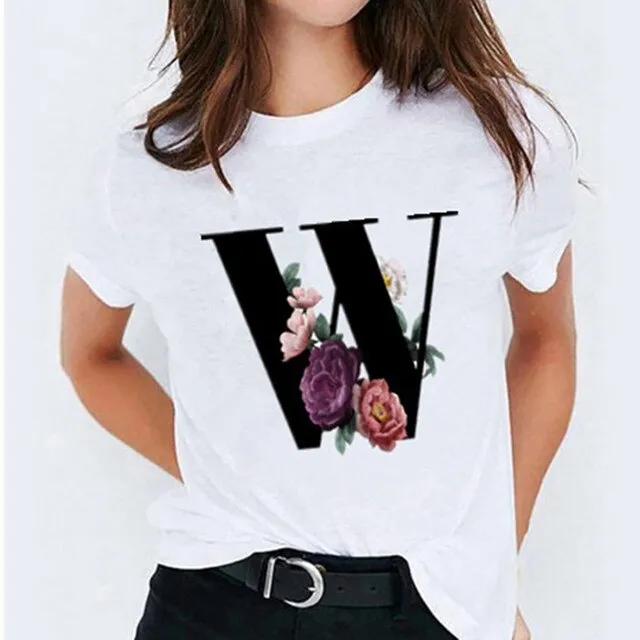 Choose Your Initial! 26 Letter Printed Women's T-Shirts