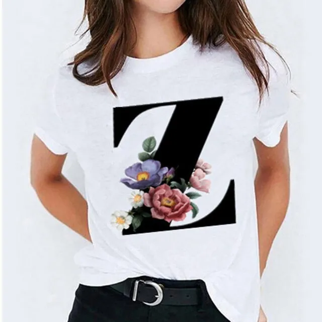 Choose Your Initial! 26 Letter Printed Women's T-Shirts