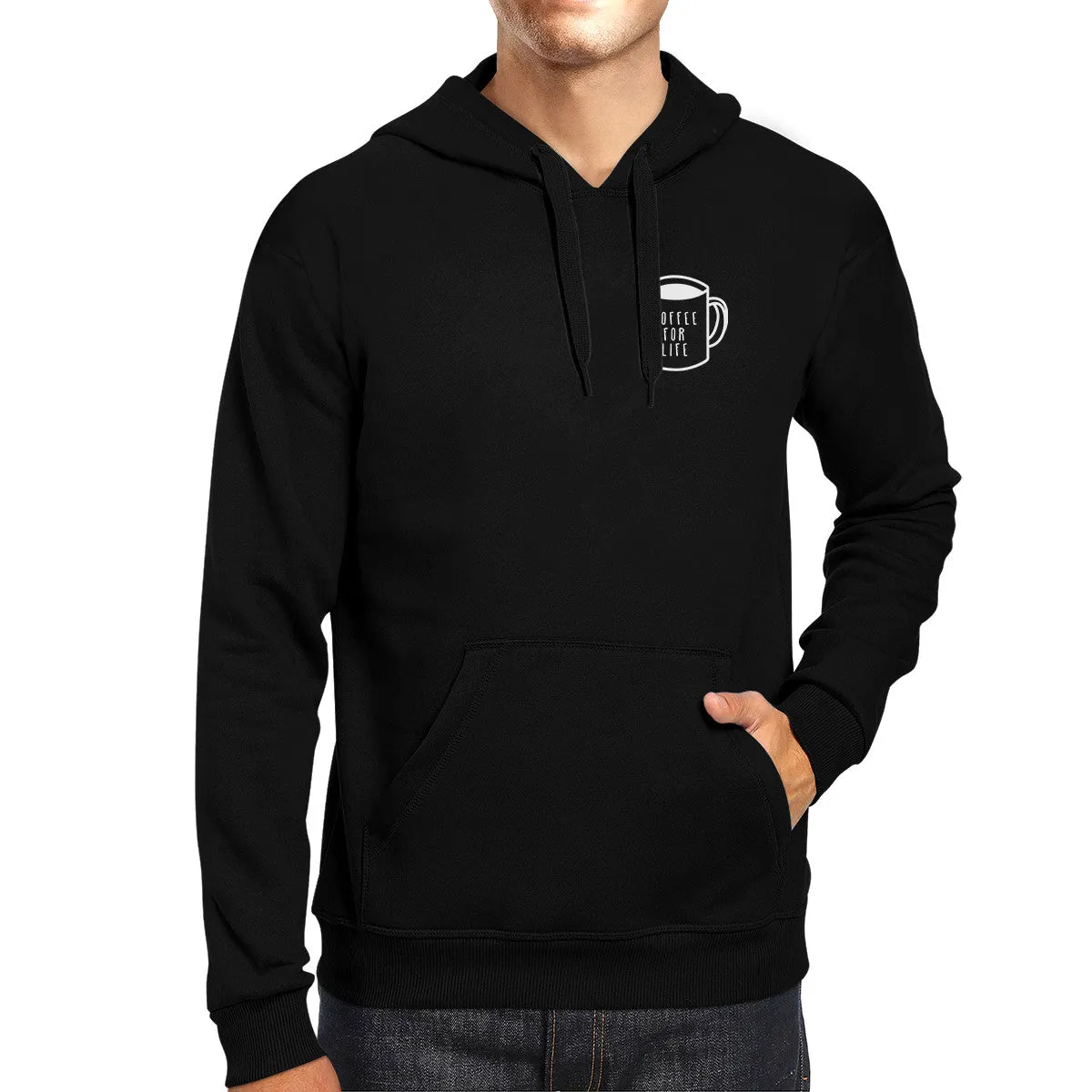 Coffee For Life Black Hoodie Pullover Fleece For Coffee Lovers