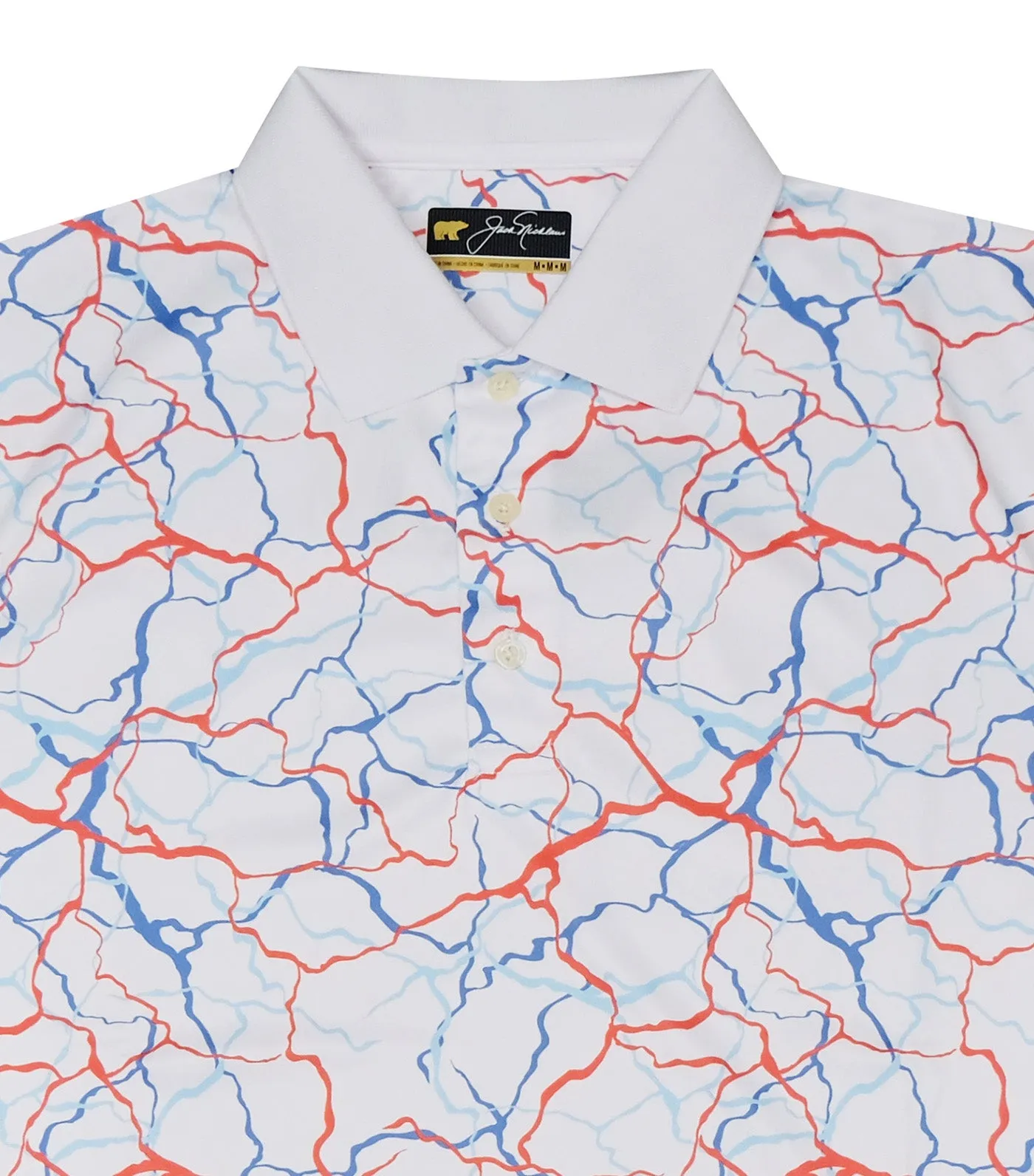 Crackle Print Polo Bright White