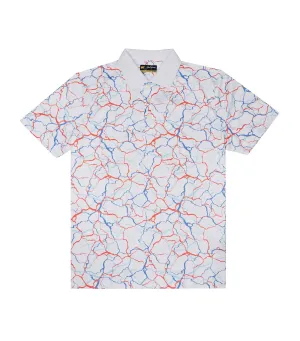 Crackle Print Polo Bright White