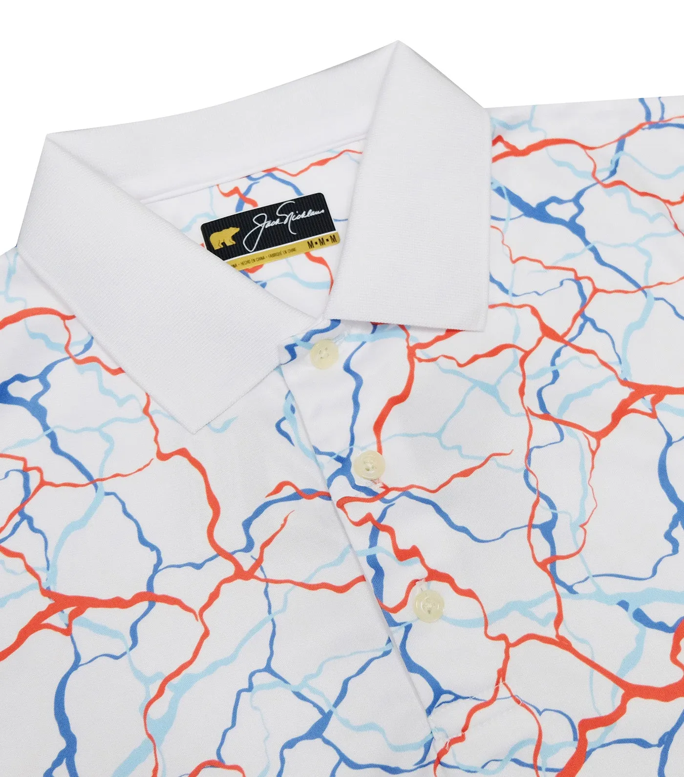 Crackle Print Polo Bright White