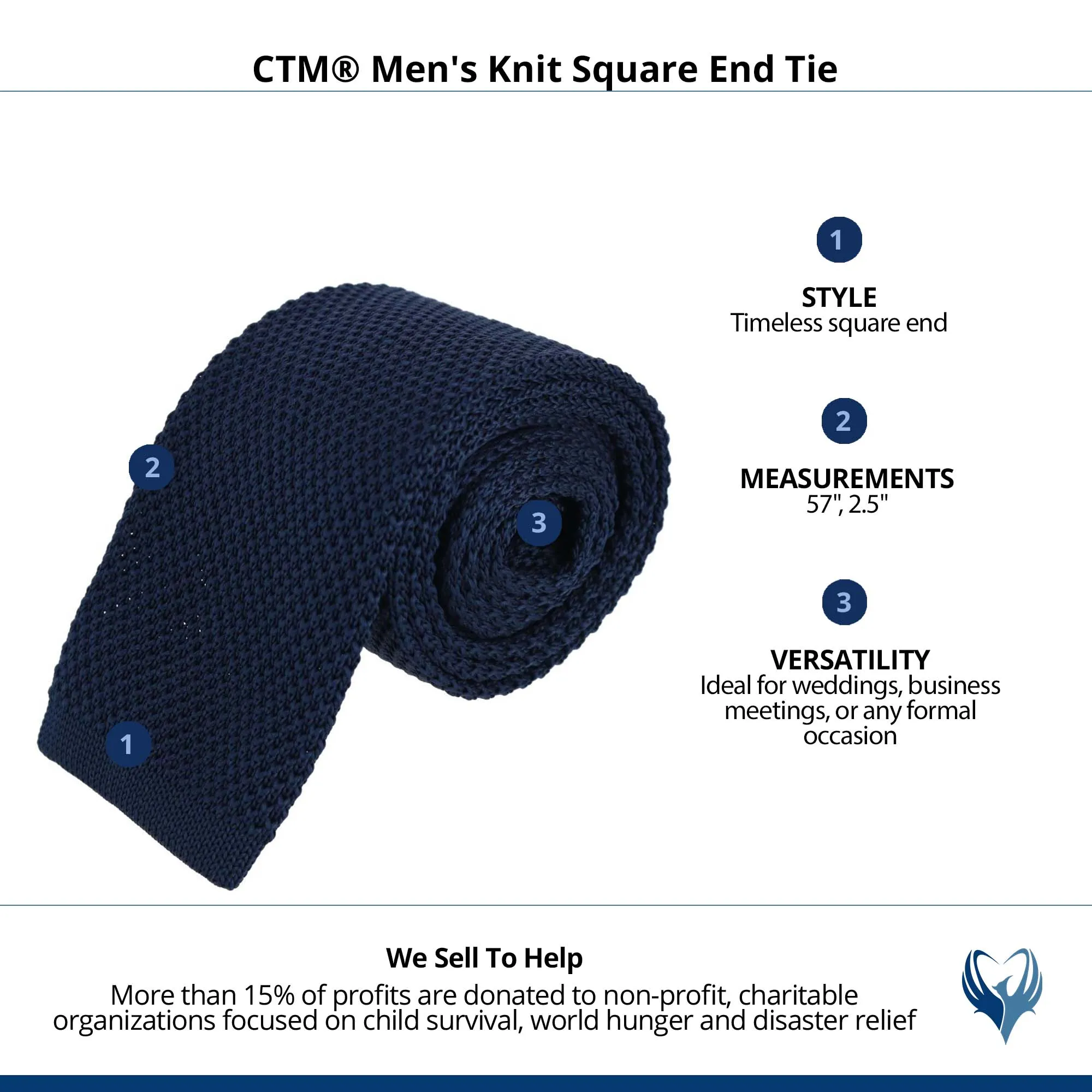 CTM® Men's Knit Square End Tie