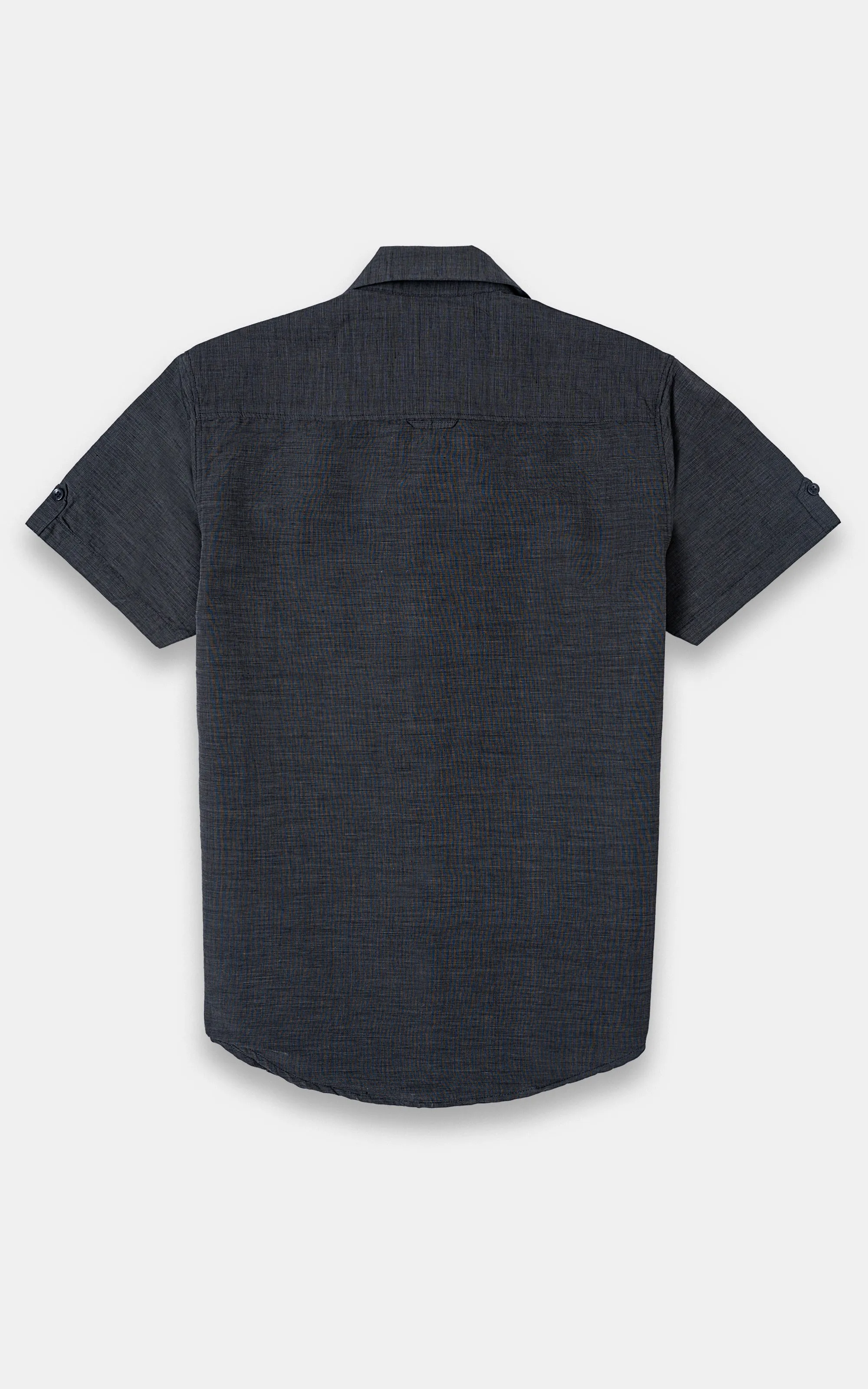 CUBAN COLLARED SHIRT CHARCOAL GREY