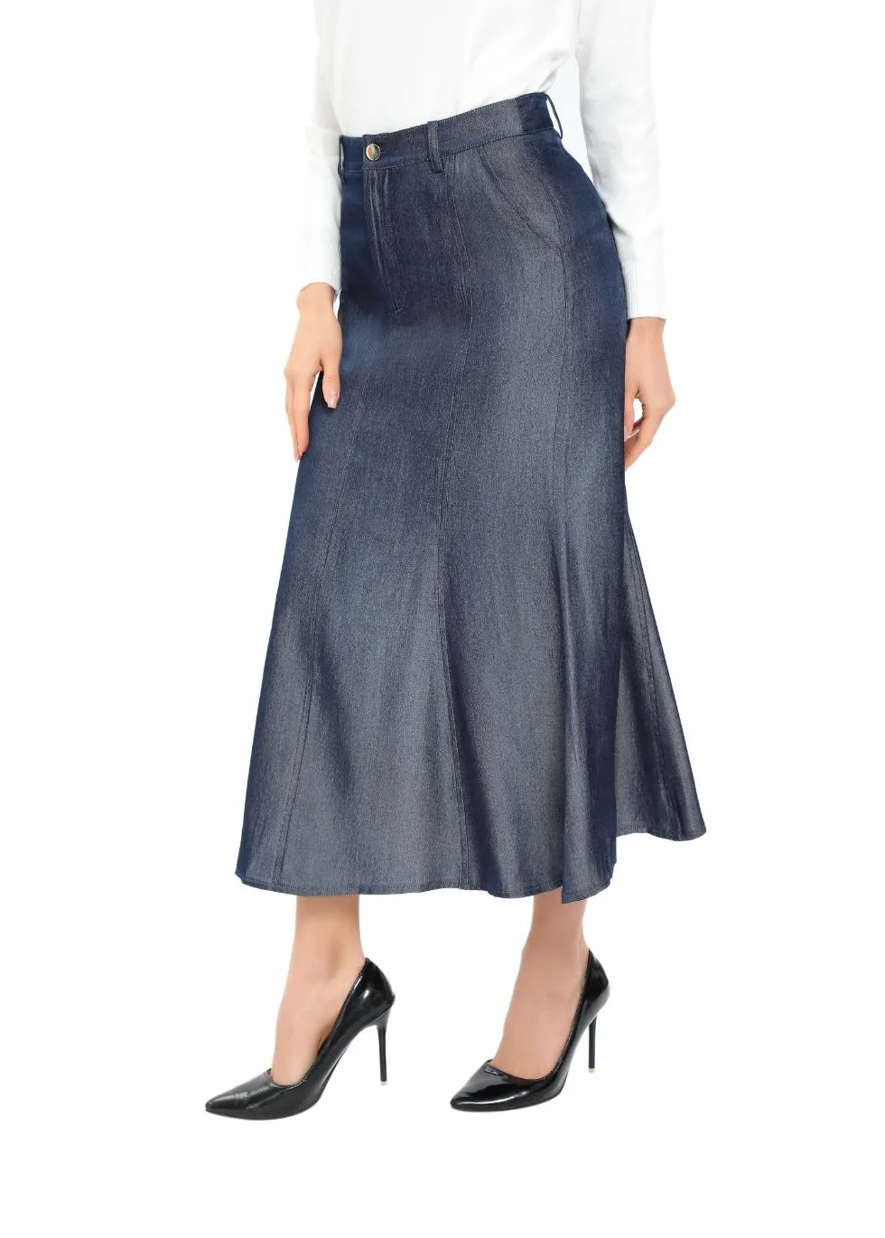 Denim Look Midi Skirt