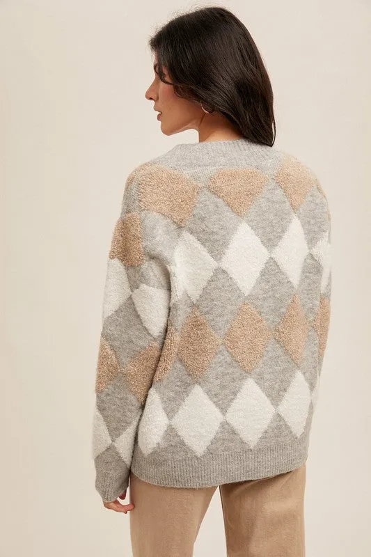 Diamond Pattern Sweater Cardigan