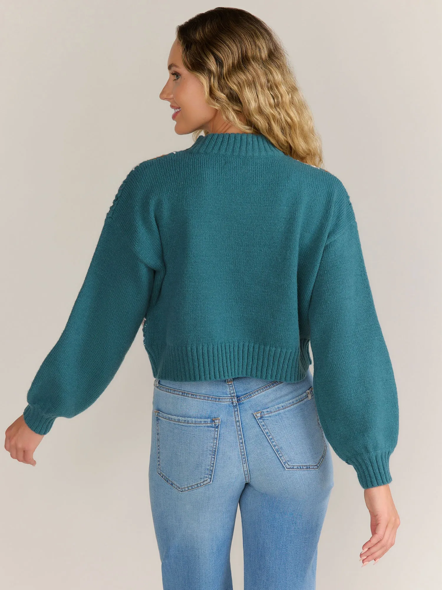 Dreamers Mock Neck Granny Crochet Open Front Sweater - Brands We Love