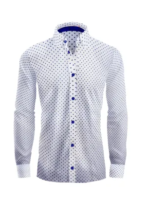 Elegant Turkish Cotton Polka Dot Dress Shirt in Classic White