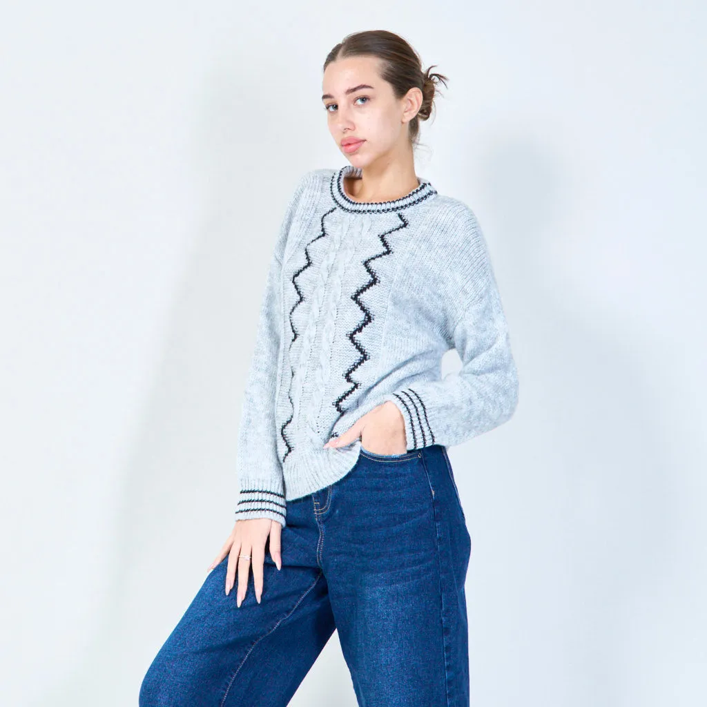 Embellished cable-knit sweater wholesale