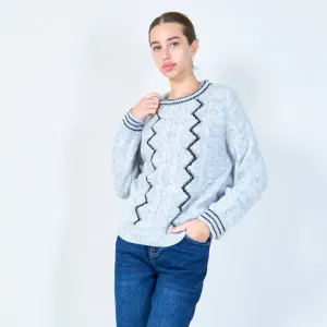 Embellished cable-knit sweater wholesale