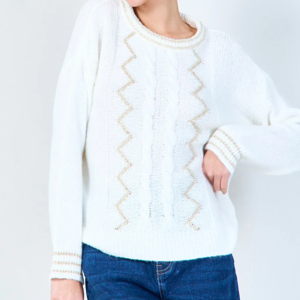 Embellished cable-knit sweater wholesale