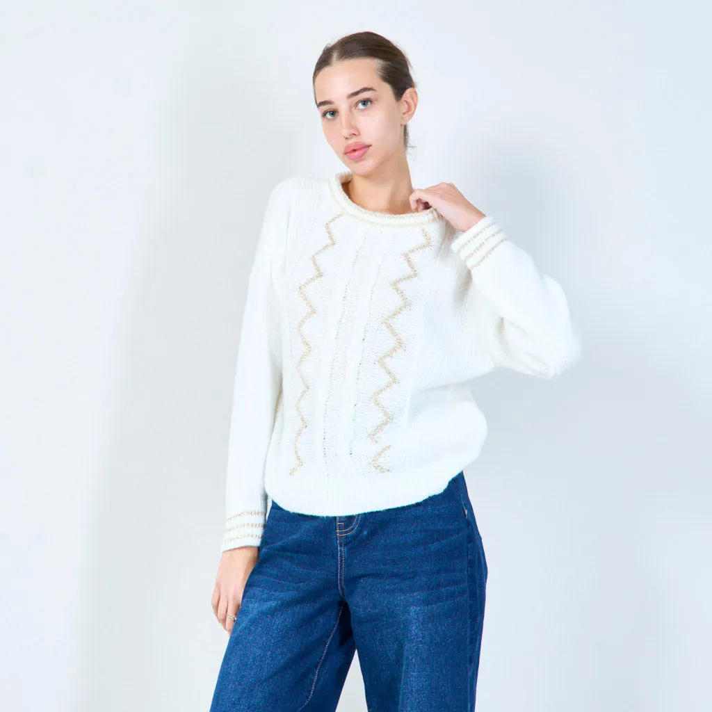 Embellished cable-knit sweater wholesale