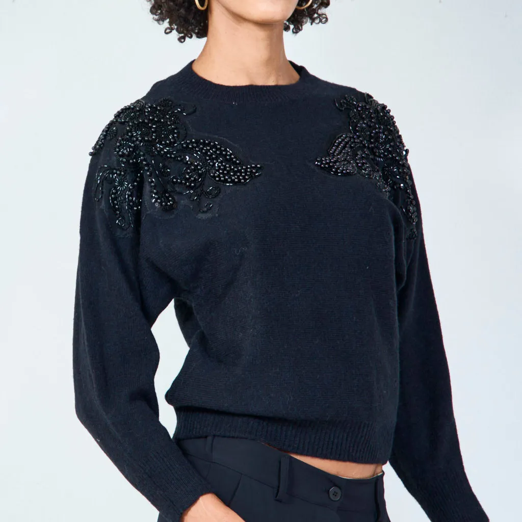 Embellished pearl and sequin sweater wholesale