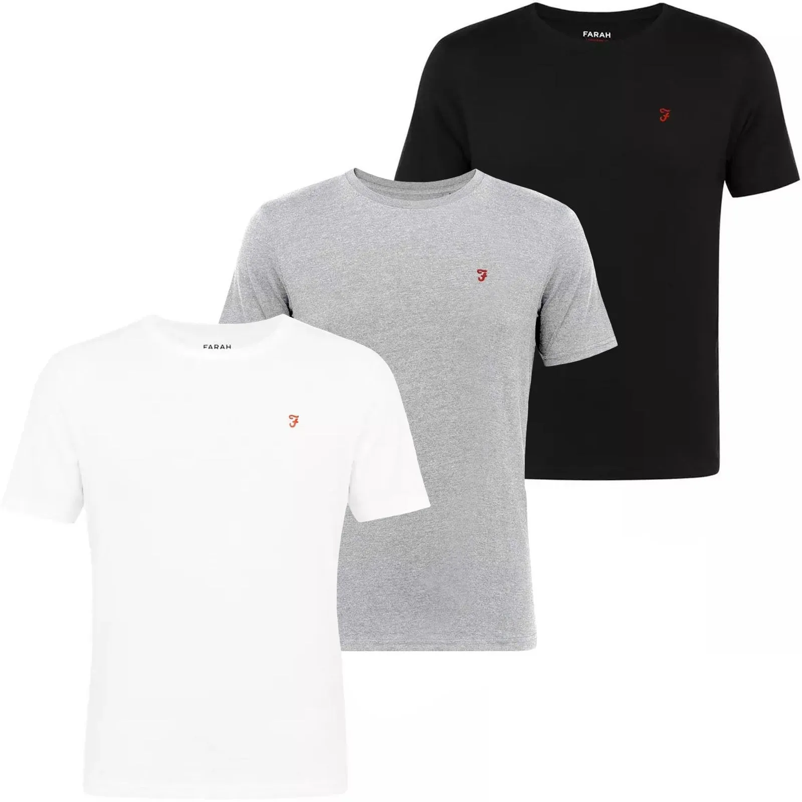 Farah Mens Merion 3 Pack Casual Cotton Crew Neck Lounge T-Shirt  - Multi