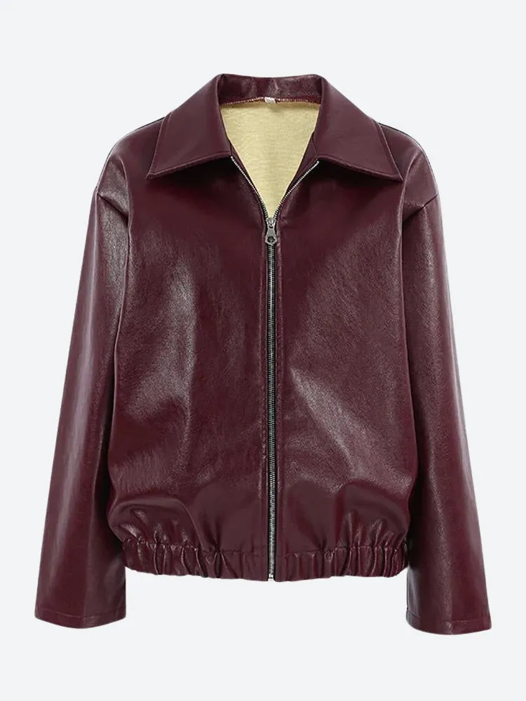 Faux Leather Burgundy Jacket