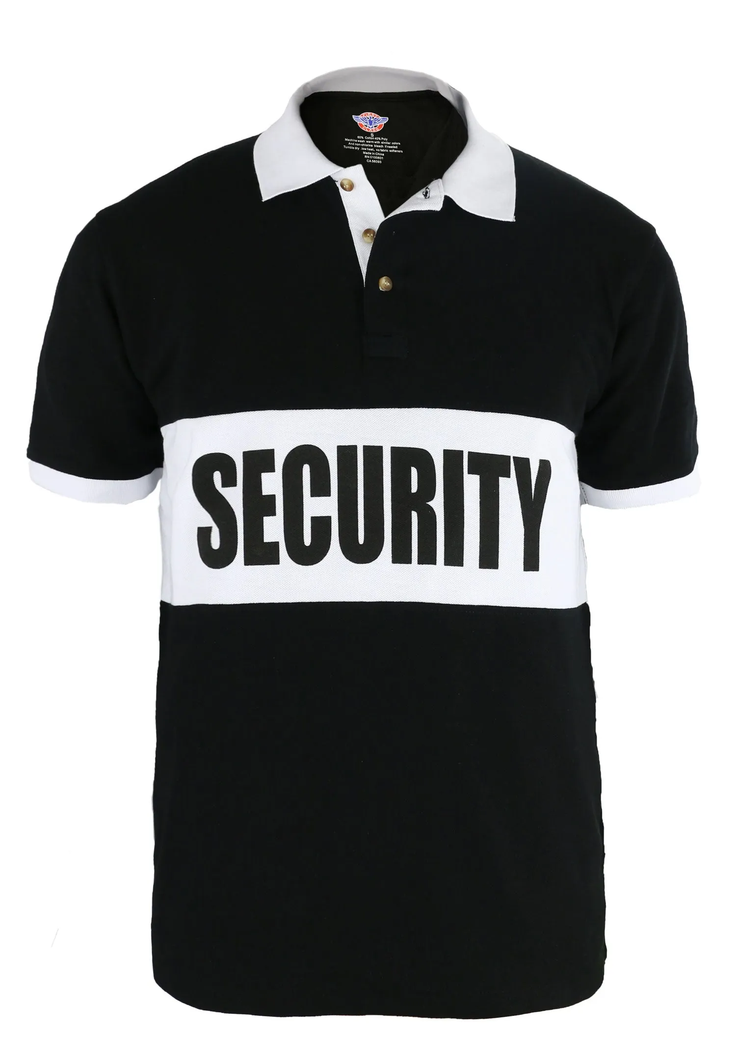 First Class Security Banner-Stripe Polo Shirt