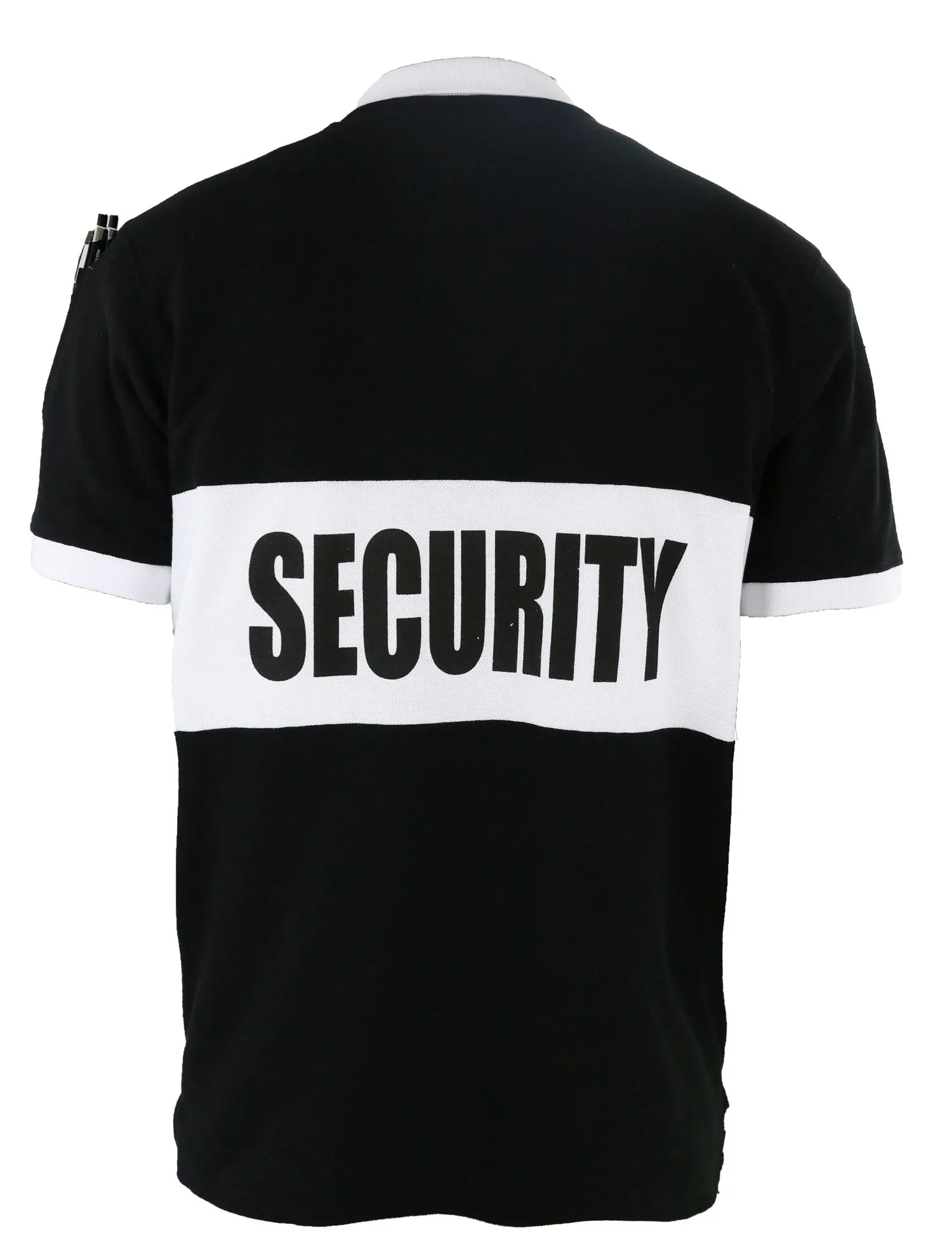 First Class Security Banner-Stripe Polo Shirt