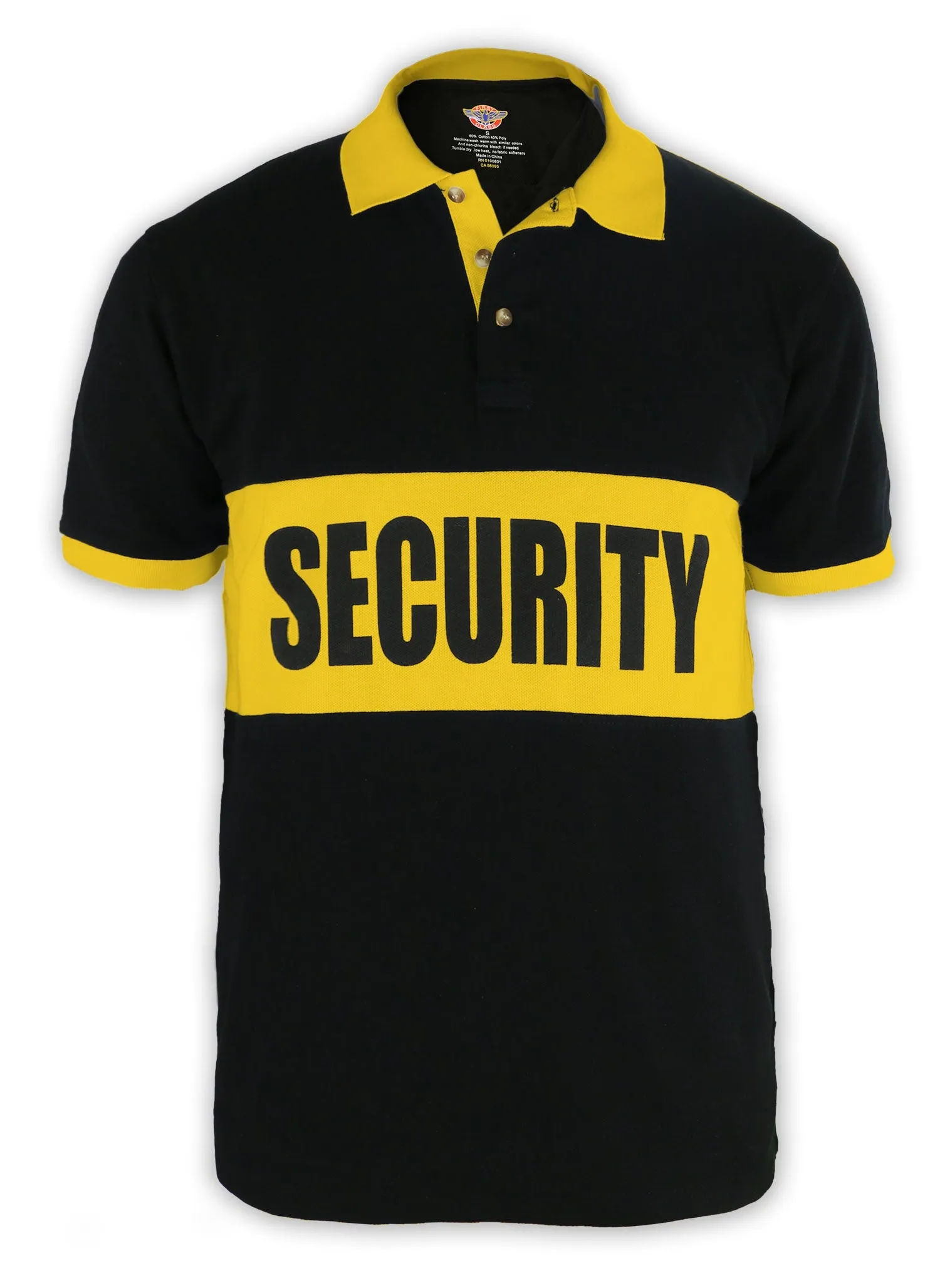 First Class Security Banner-Stripe Polo Shirt