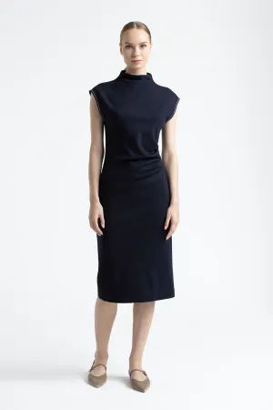 Fluid wool-cotton jersey dress