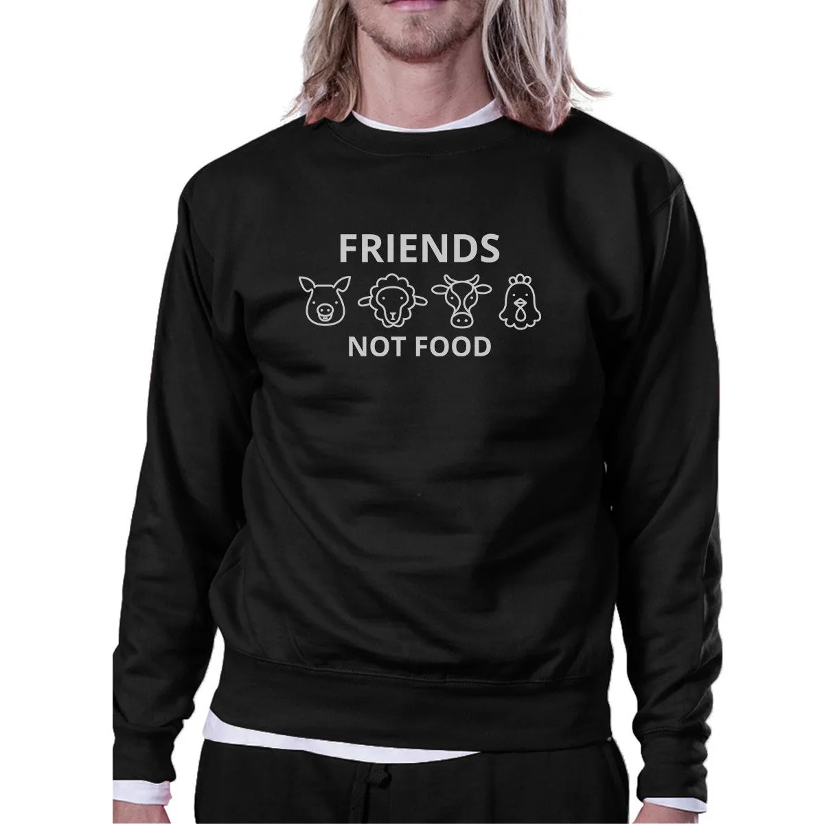 Friends Not Food Black Sweatshirt Cute Animal Graphic For Earth Day