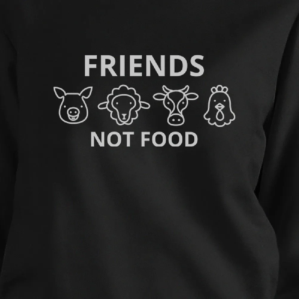 Friends Not Food Black Sweatshirt Cute Animal Graphic For Earth Day