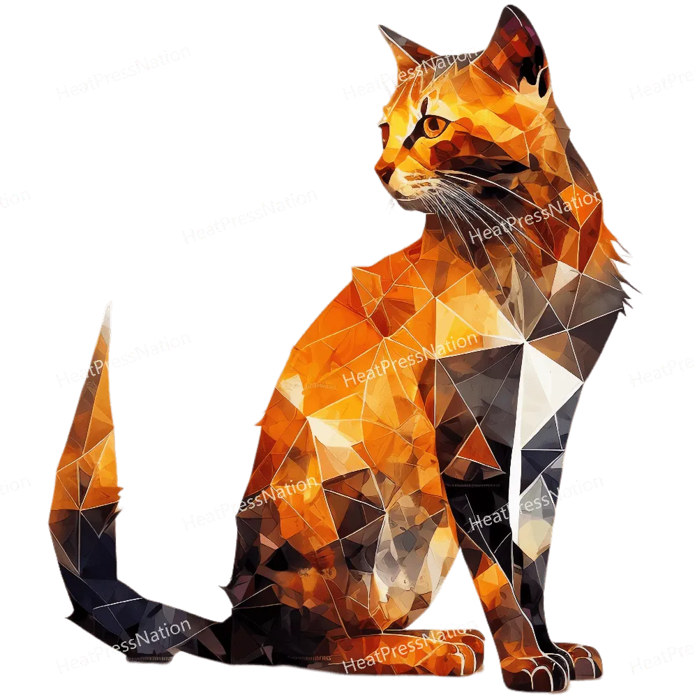 Geometric Orange Cat Design