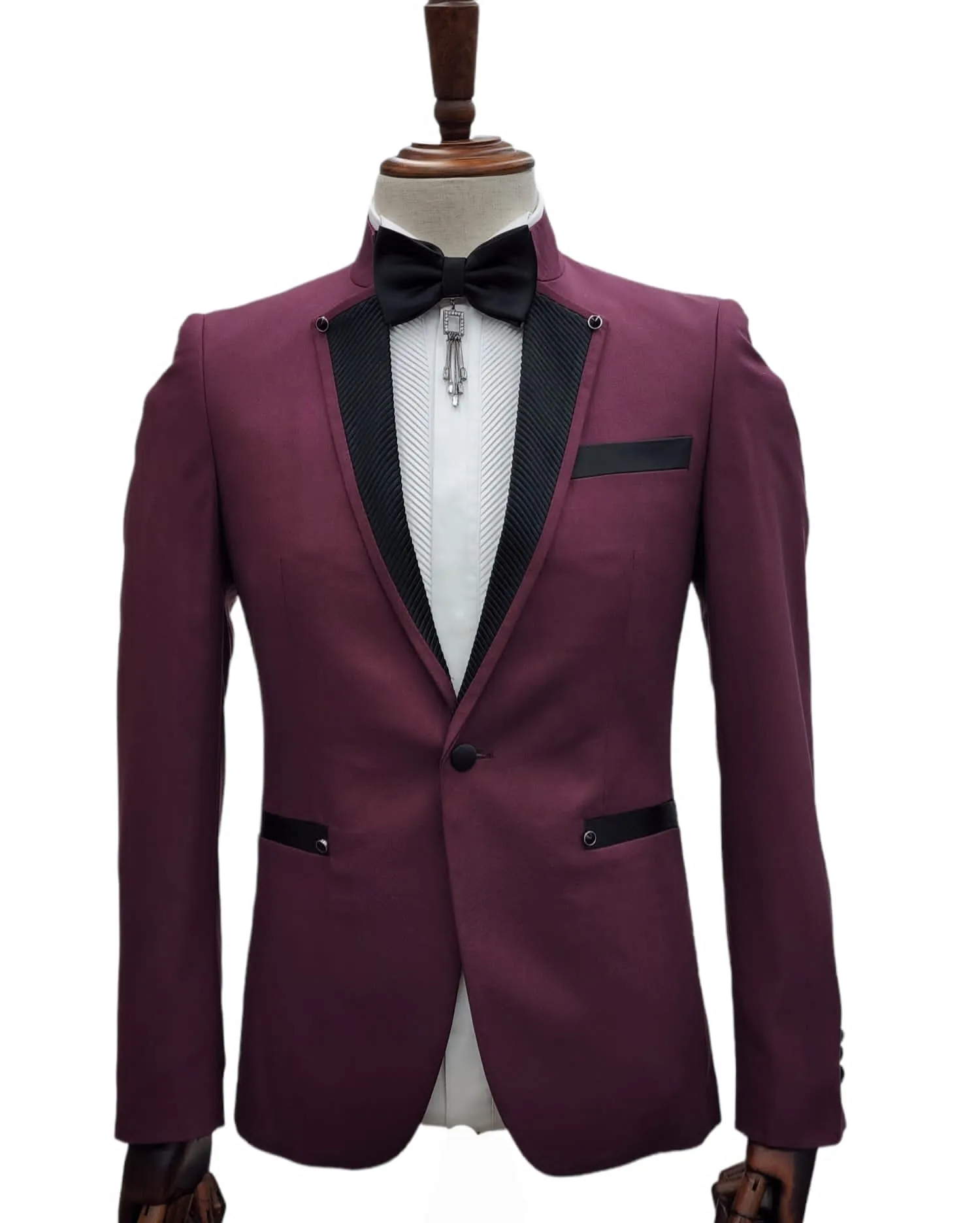 Giovanni Testi 1 Button Slim Fit Ceremonial Tuxedo GT-HAKIM BURGUNDY