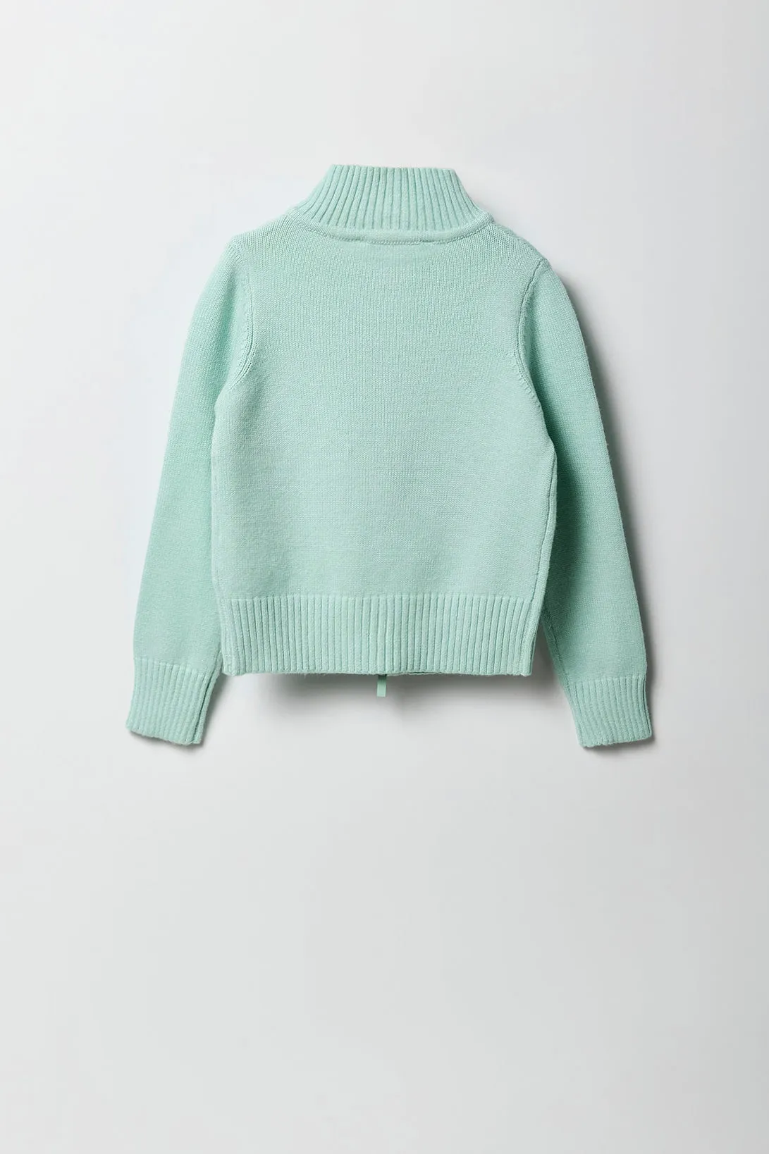 Girls Mock Neck Zip-Up Sweater