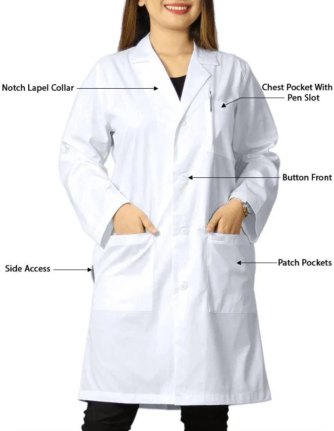 Heedfit Unisex Classic Long White Lab Coat