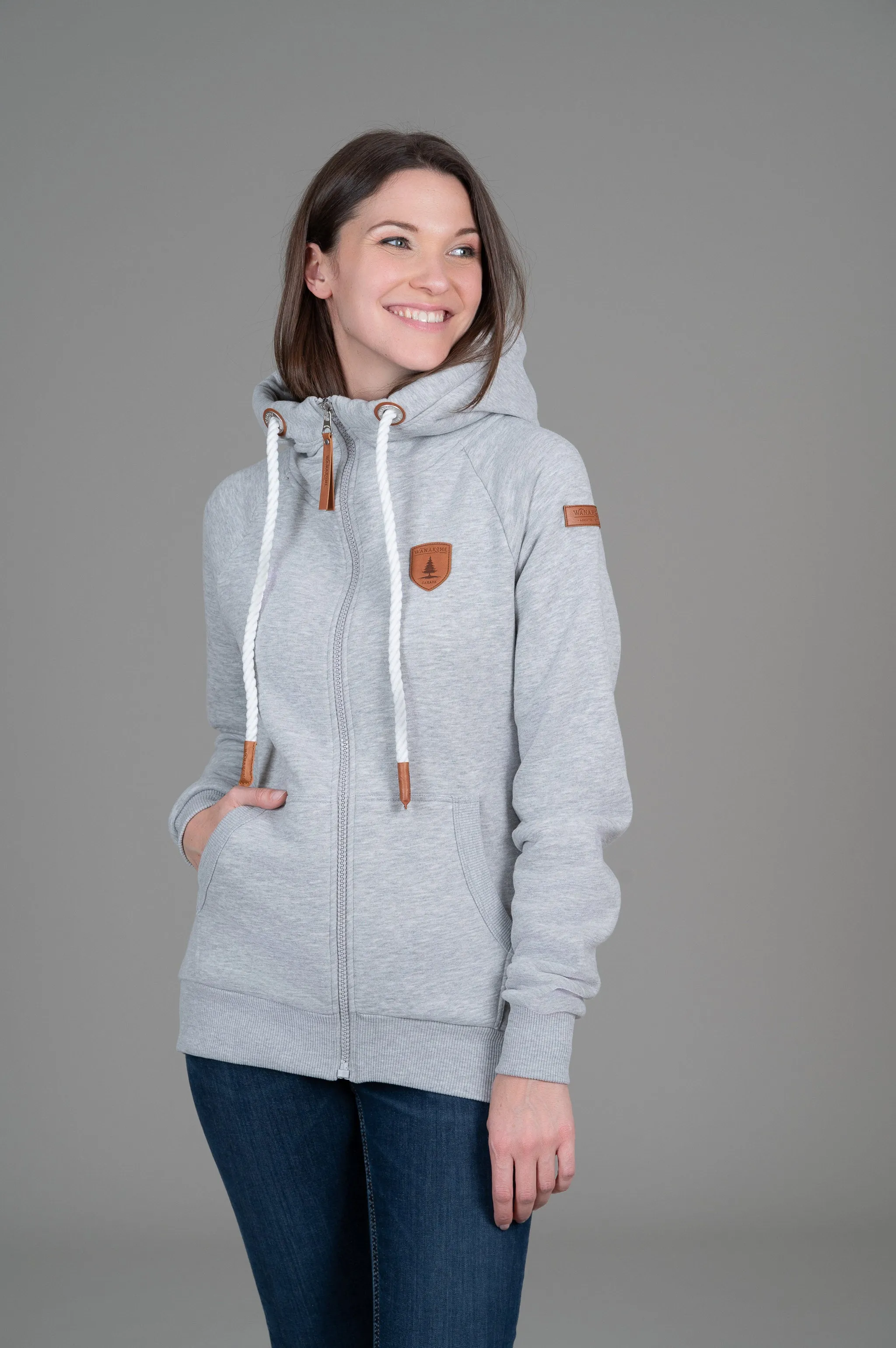 Hera Light Heather Grey Full-Zip Hoodie