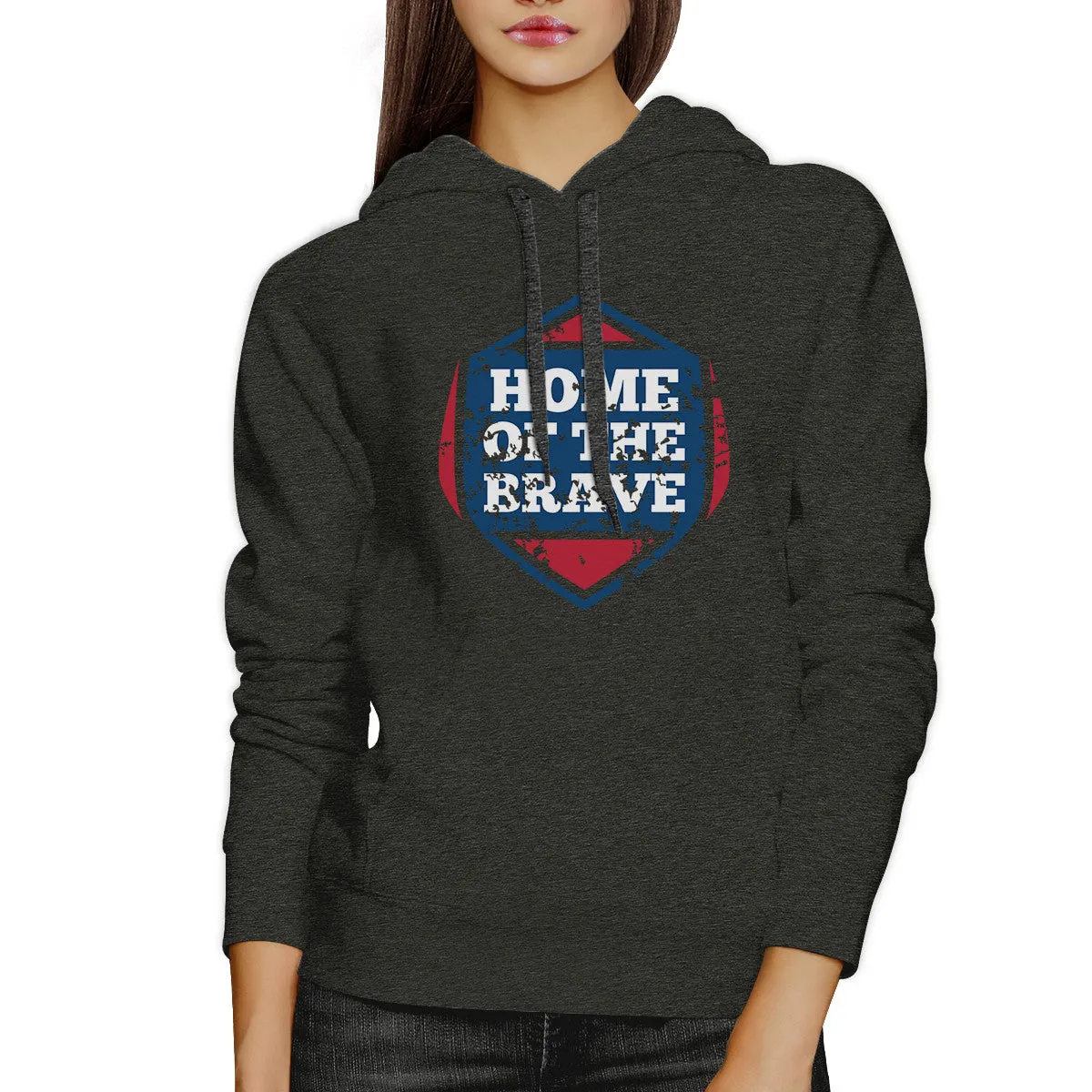 Home Of The Brave Unisex Graphic Hoodie Dark Grey Crewneck Pullover