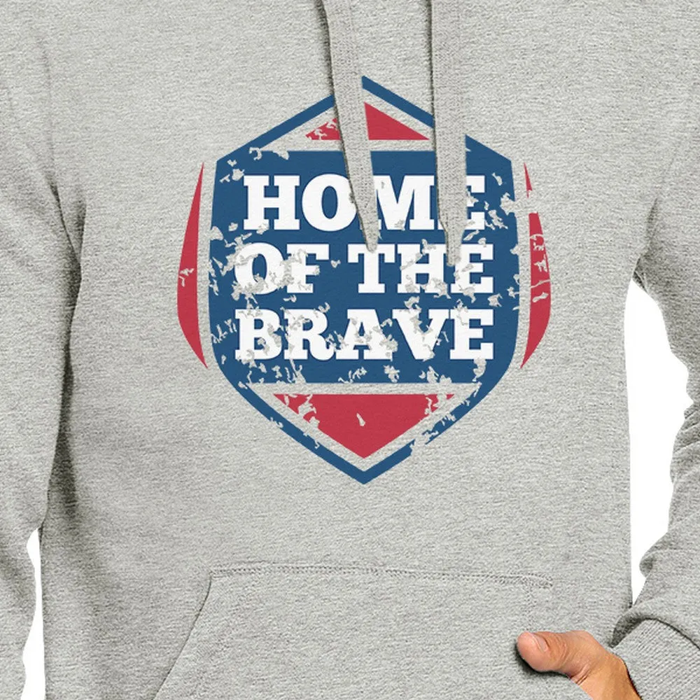 Home Of The Brave Unisex Graphic Hoodie Gray Crewneck Pullover Top