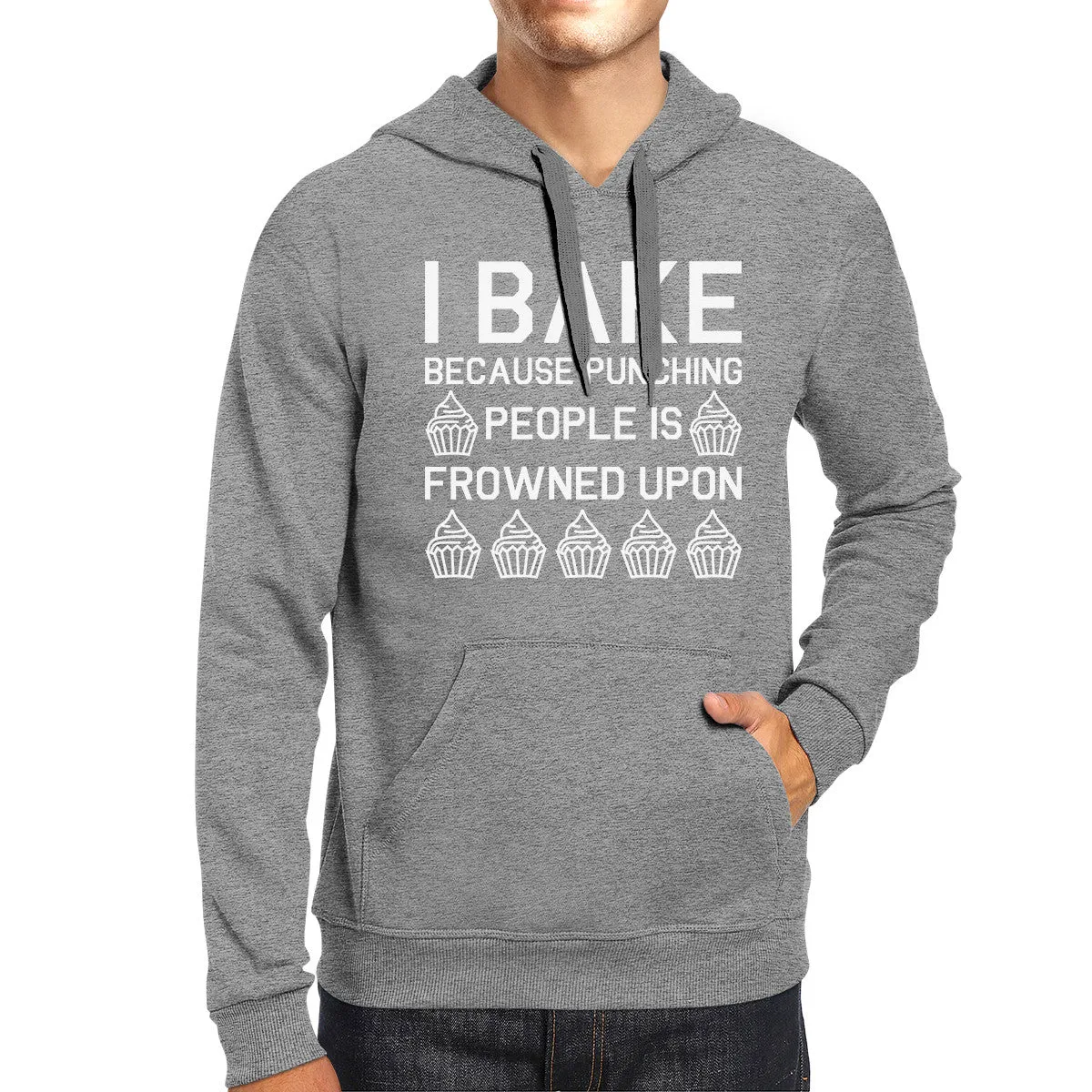 I Bake Because Unisex Heather Grey Hoodie Funny Quote  Gift Ideas