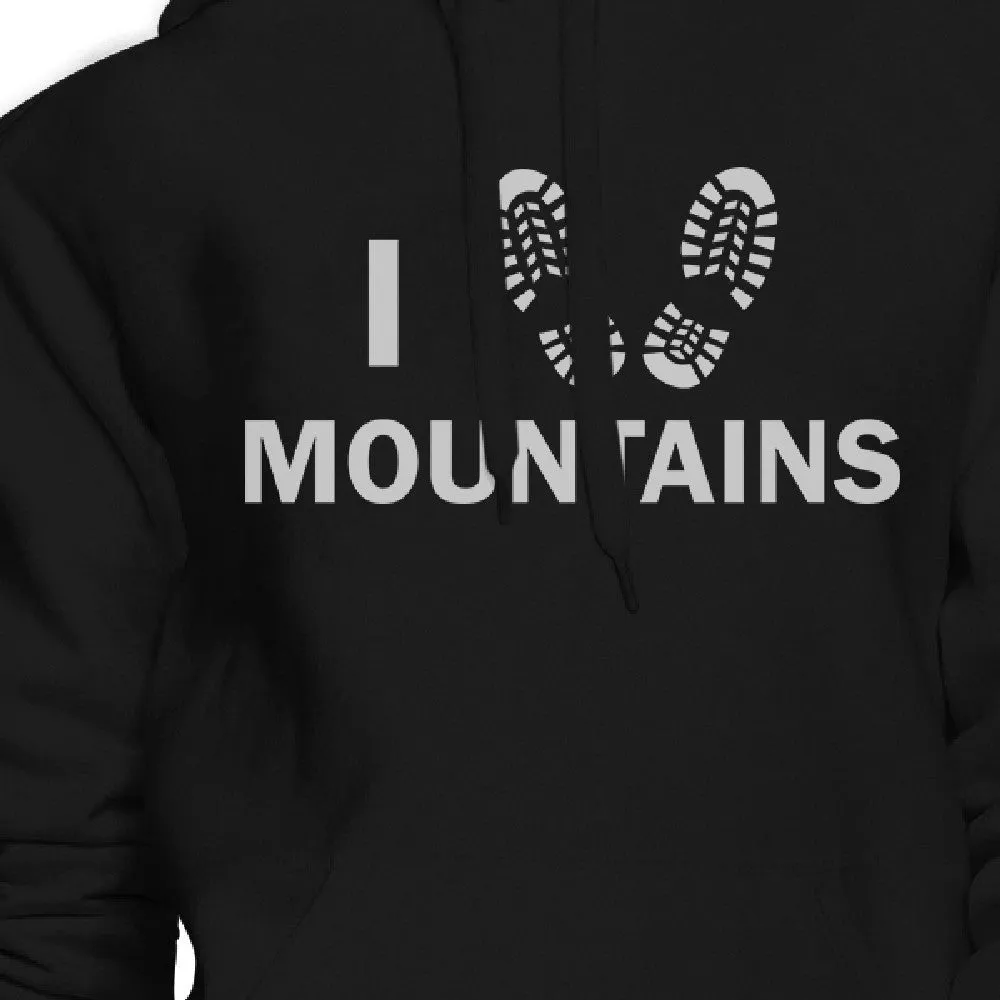 I Heart Mountains Unisex Black Hoodie Gift Idea For Mountain Lovers