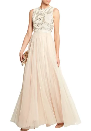 Ivory Sequins Embellished Tulle Gown (UK 8)