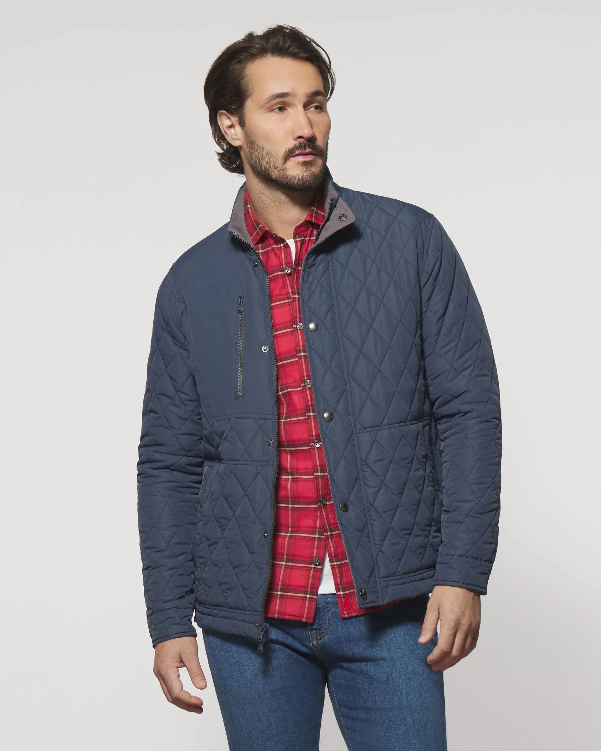 Juno Quilted Snap Jacket in Navy by Johnnie-O