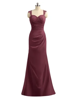 Lace Appliqued Strap Sheath Open Back Dress Cabernet